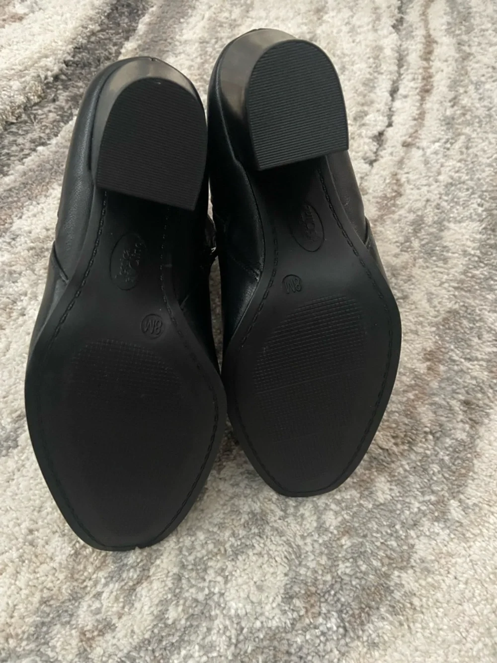 Classic Black Ankle Booties with Gold Zip Accent - Picture 7 of 12